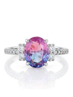Pink Purple tourmarine Oval Cut Ring, solid 925 Sterling Silver Charmed Aroma